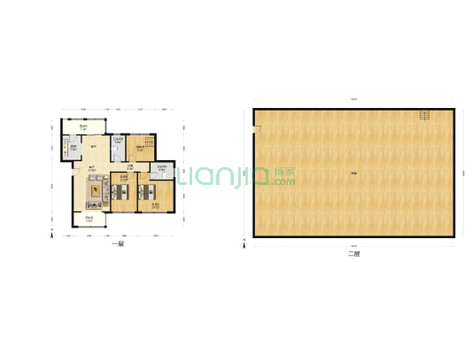 金山园 2室1厅2卫 125平方