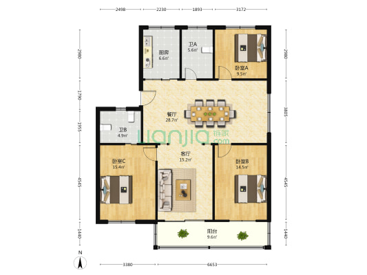 秀山东路302号 3室2厅2卫 129平方