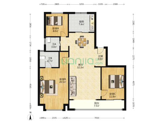 碧桂园云顶一期 3室1厅2卫 142平方