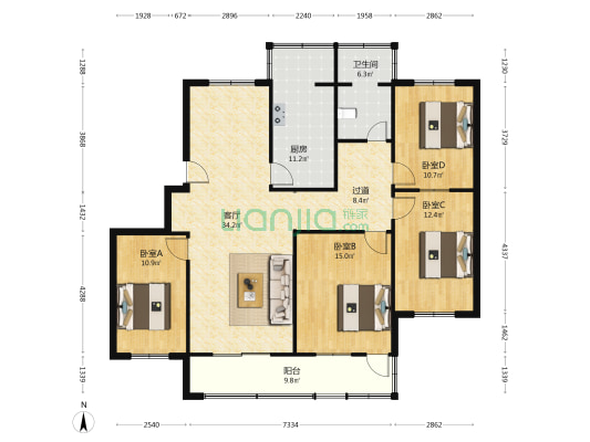 阳春里 4室1厅1卫 144平方
