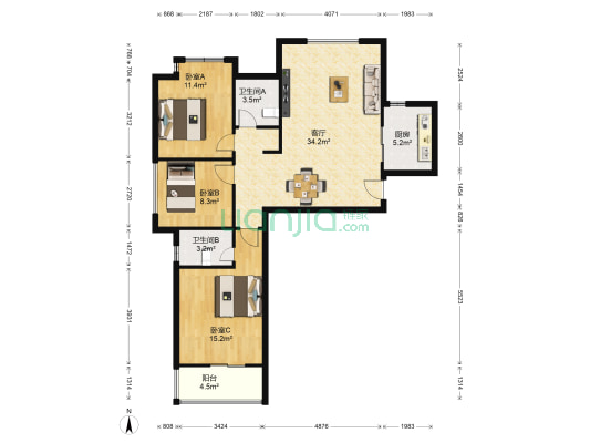 名流印象 3室1厅2卫 112平方