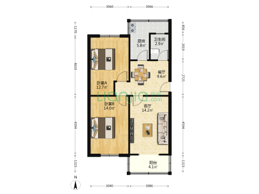南砖瓦窑北区 2室2厅1卫 61平方
