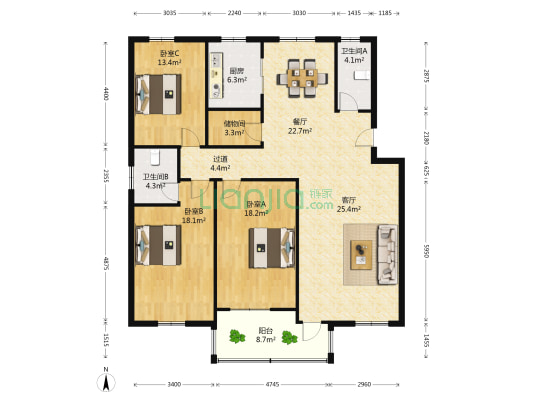 新民南路502号弄26号 3室2厅2卫 149平方