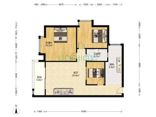 综合市场 3室1厅1卫 101平方