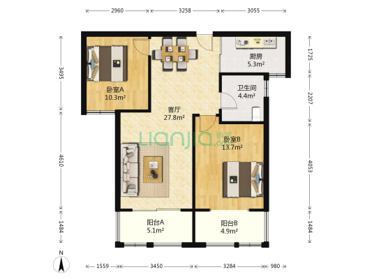 盛世家园二期 2室1厅1卫 84平方