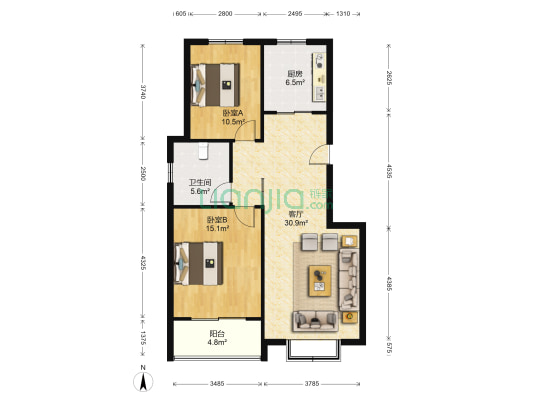 府新花园 2室1厅1卫 89平方