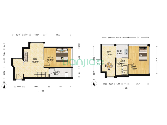 龙园8号 2室2厅1卫 47平方