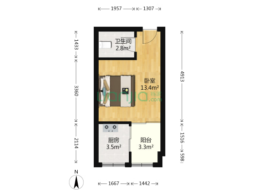 星海龙御湾 1室0厅1卫 38平方