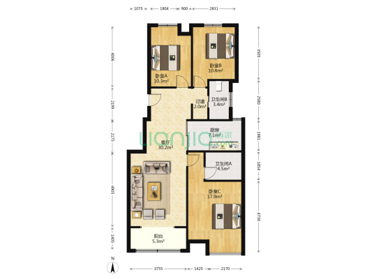 鼎升公馆 3室1厅2卫 111平方