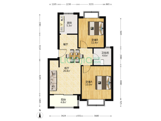 裕鸿佳苑(安通路1168弄) 2室1厅1卫 87平方