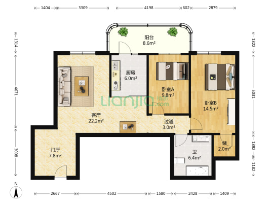 人达小区 2室1厅1卫 101平方