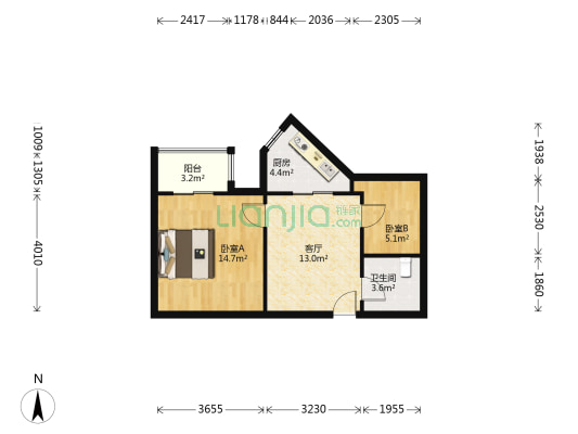 新长城 2室1厅1卫 61平方