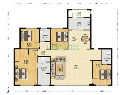 西派国樾 4室2厅3卫 192平方