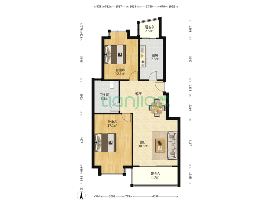 惠元新天地家园 2室1厅1卫 100平方
