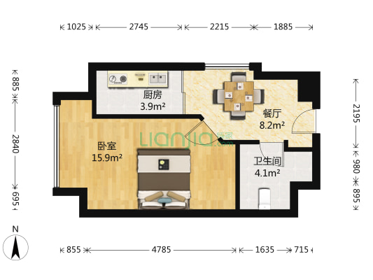 星雅汇 1室1厅1卫 52平方
