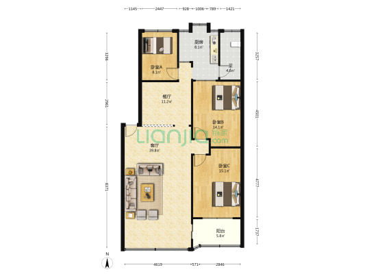 带湖路28号 3室2厅1卫 102平方