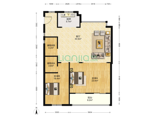 万泰时代城悦府 2室1厅0卫 126平方
