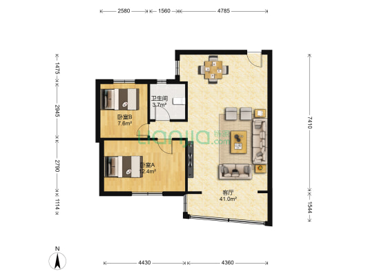 翠怡轩 2室1厅1卫 73平方