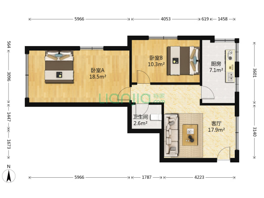 南宁路（鞍山二路以西） 2室1厅1卫 64平方