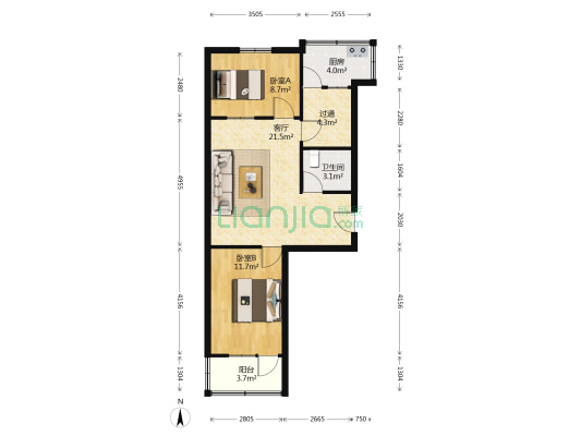 煤炭郝庄小区 2室1厅1卫 67平方