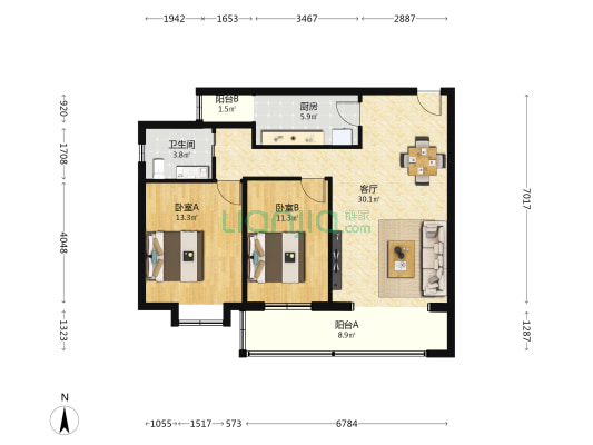 金容苑 2室1厅1卫 104平方