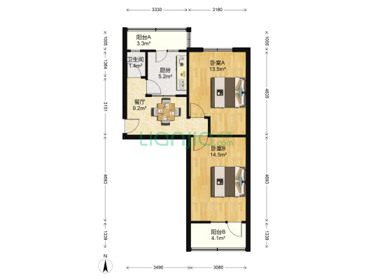 甘肃省煤炭储运公司家属院 2室1厅1卫 52平方