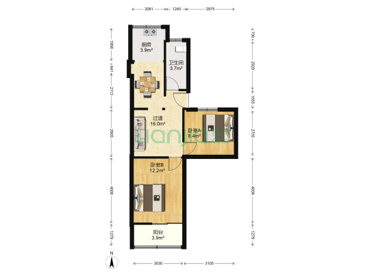 电北小区 2室0厅1卫 56平方
