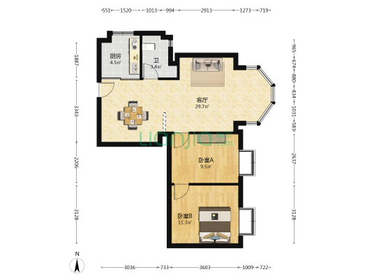 兴业豪苑 2室1厅1卫 81平方