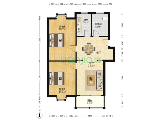 南星花园 2室1厅1卫 93平方