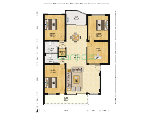 昌新大楼 4室1厅2卫 146平方
