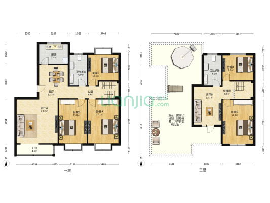 丽湖嘉园 5室3厅2卫 197平方