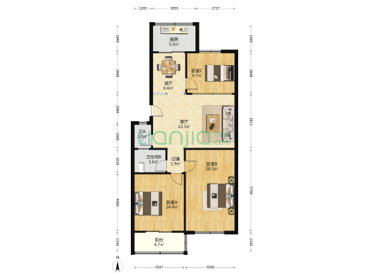 司法局家属院 3室2厅2卫 112平方