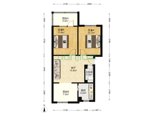 平安小区(郫都) 2室1厅1卫 69平方