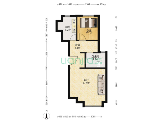 万科生态之光 1室1厅1卫 60平方