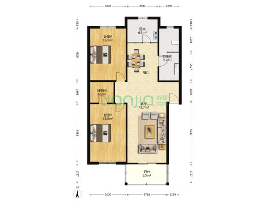 康太家园 2室1厅1卫 123平方