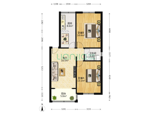 广发花园 2室1厅1卫 74平方