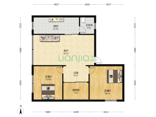 文博路6-8号 2室1厅1卫 116平方