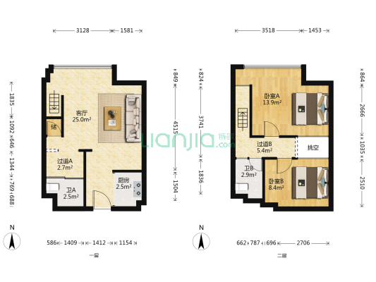 中体SPORTS城 2室1厅2卫 52平方