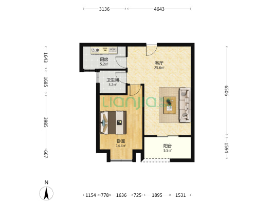 横沥花园 1室1厅1卫 73平方
