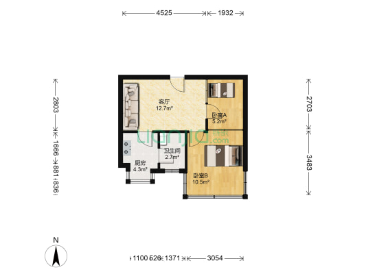 綠苑新城 2室1厅1卫 46平方