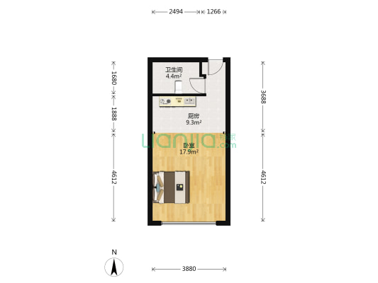 凤凰文化广场 1室0厅1卫 119平方