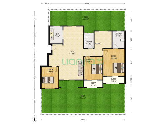 普罗理想国西5苑 3室1厅2卫 147平方