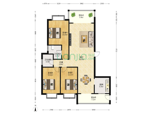 尚运上品 3室1厅2卫 146平方