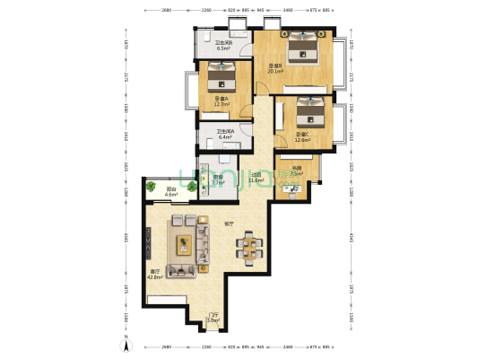 牡丹花园 4室1厅2卫 147平方