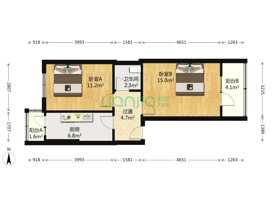 邮局小区 2室0厅1卫 53平方