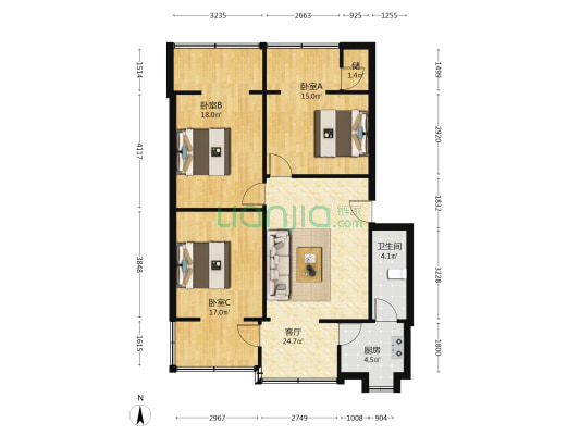 草堂北路4号 3室1厅1卫 89平方