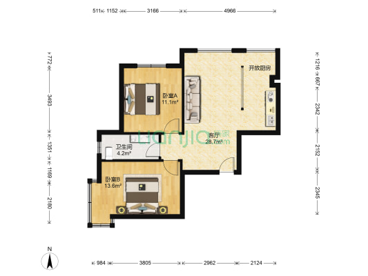 新里摩尔公馆 2室1厅1卫 78平方