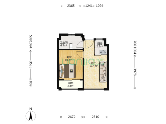 亲和雅园 1室1厅1卫 55平方