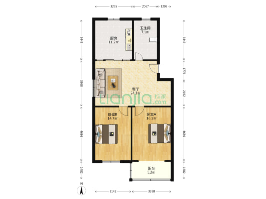 教苑新村(奉贤) 2室1厅1卫 96平方