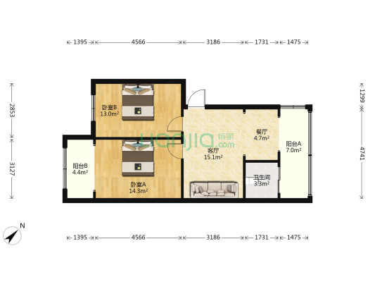 玉厂路247号 2室2厅1卫 71平方